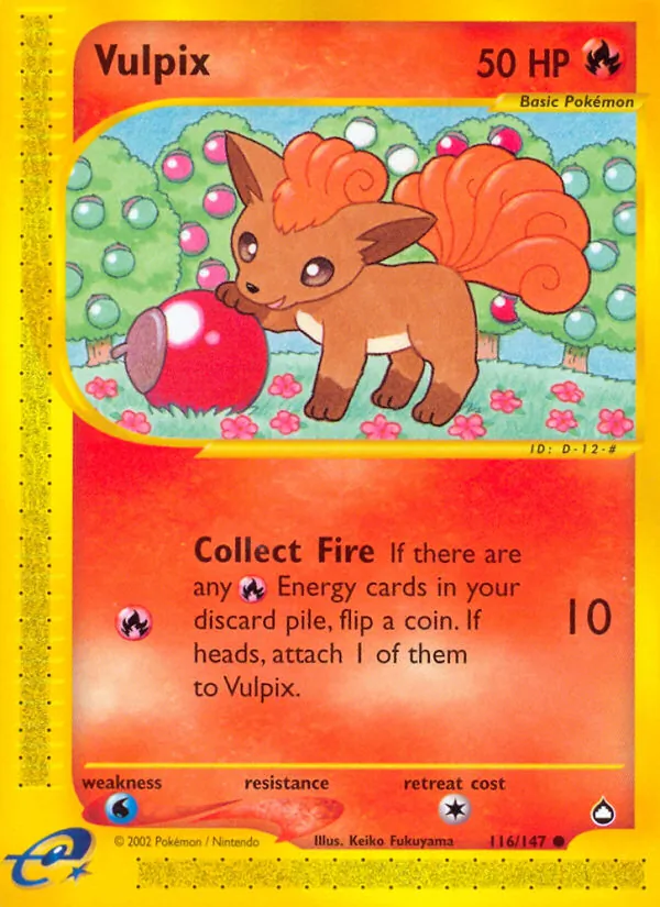 Carta Vulpix, número 116/147 da coleção Aquapolis