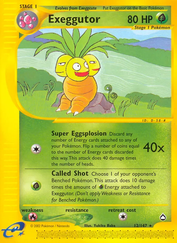Carta Exeggutor, número 12/147 da coleção Aquapolis