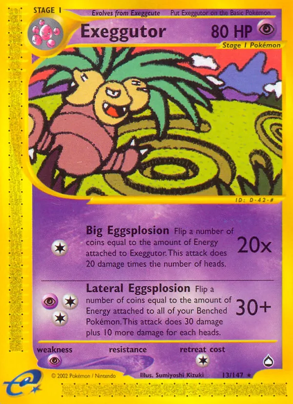 Carta Exeggutor, número 13/147 da coleção Aquapolis