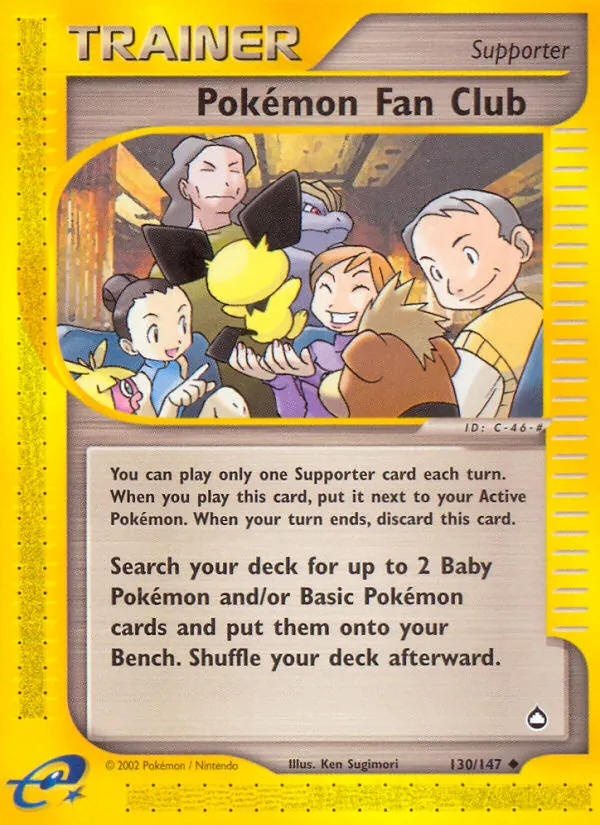 Carta Pokémon Fan Club, número 130/147 da coleção Aquapolis