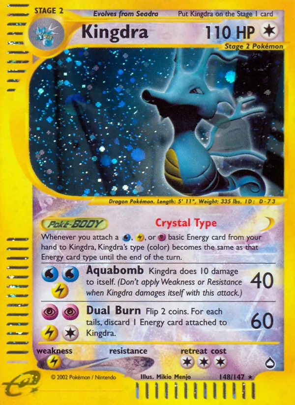 Carta Kingdra, número 148/147 da coleção Aquapolis