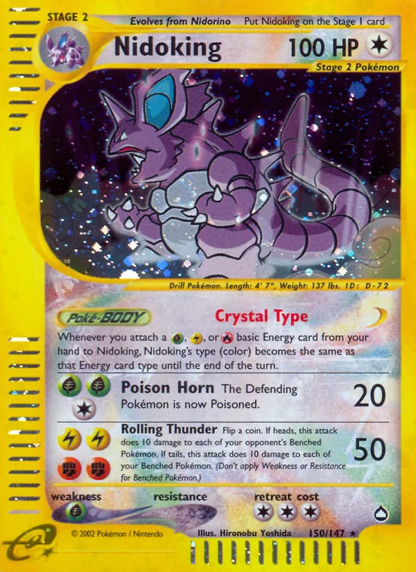 Carta Nidoking, número 150/147 da coleção Aquapolis