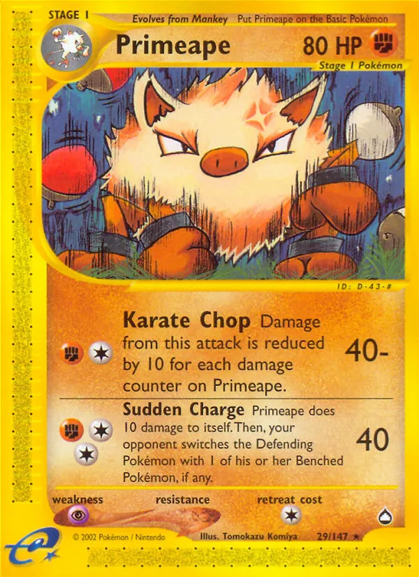 Carta Primeape, número 29/147 da coleção Aquapolis