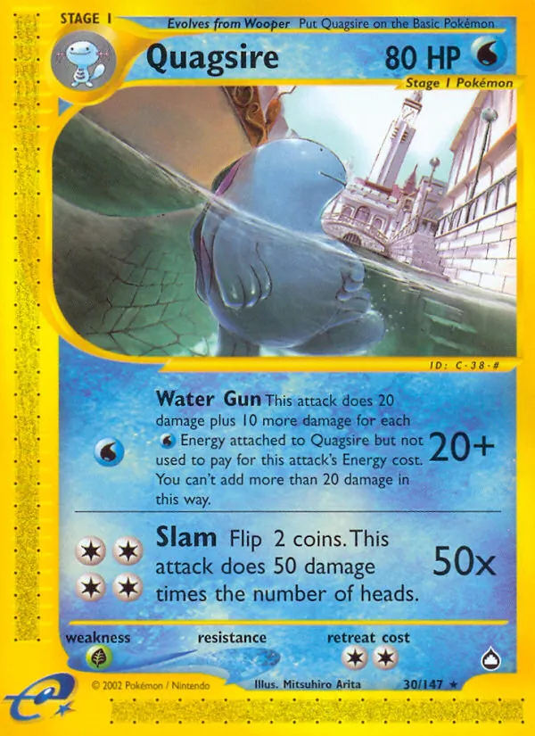 Carta Quagsire, número 30/147 da coleção Aquapolis