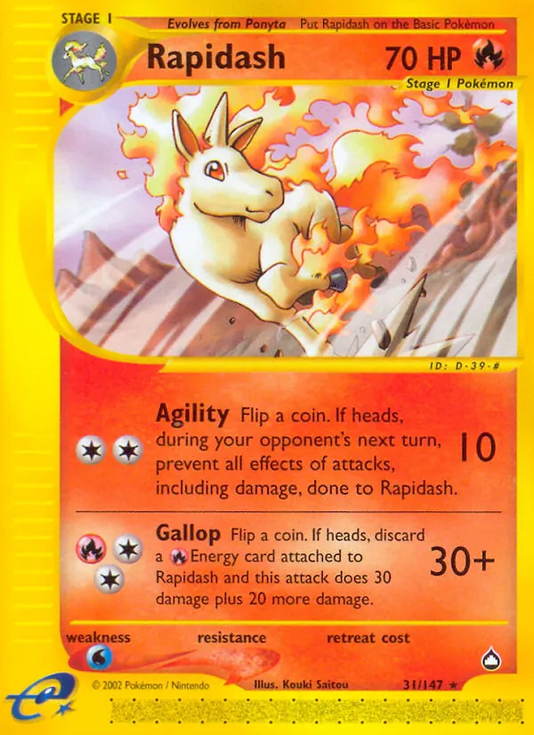 Carta Rapidash, número 31/147 da coleção Aquapolis