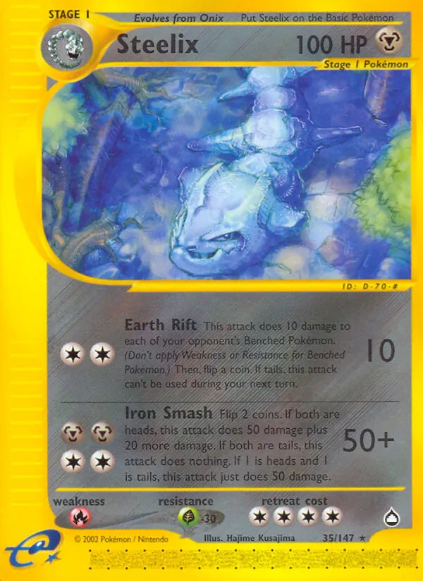 Carta Steelix, número 35/147 da coleção Aquapolis
