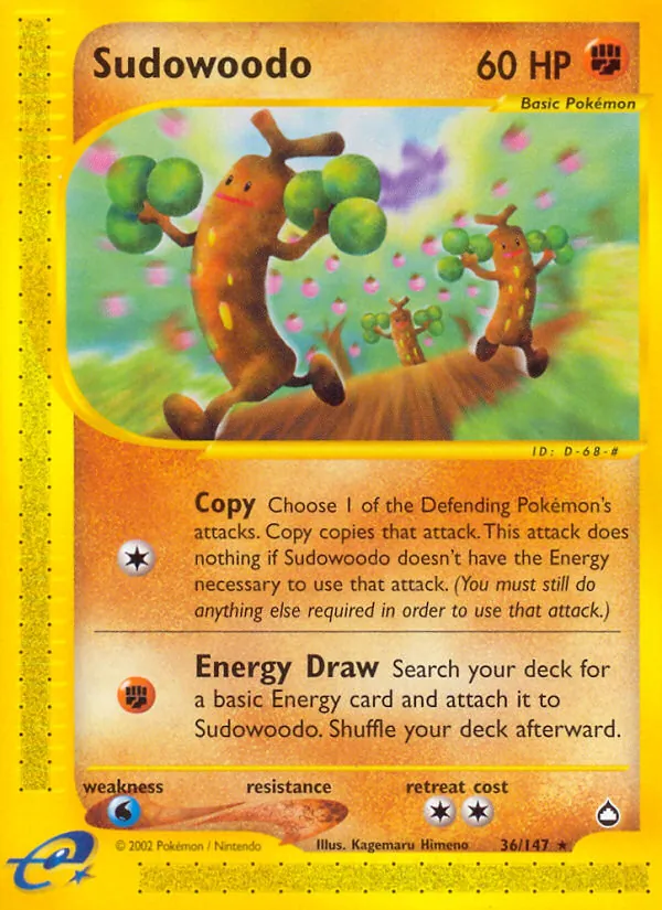 Carta Sudowoodo, número 36/147 da coleção Aquapolis
