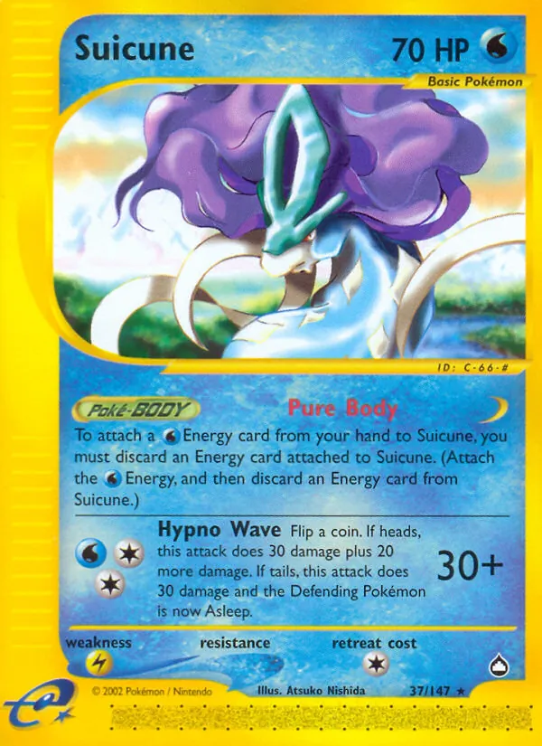 Carta Suicune, número 37/147 da coleção Aquapolis