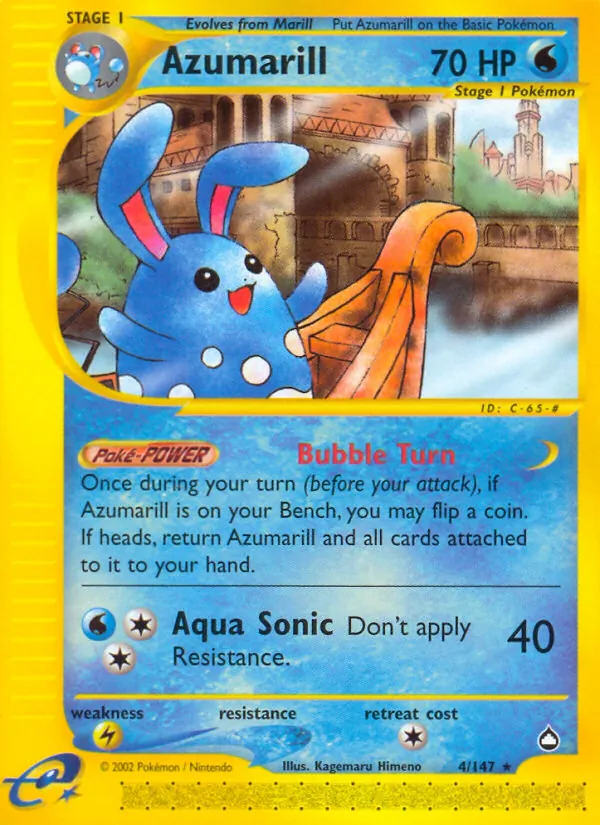 Carta Azumarill, número 4/147 da coleção Aquapolis