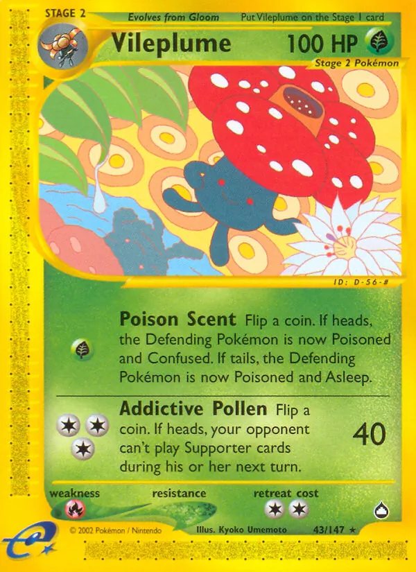 Carta Vileplume, número 43/147 da coleção Aquapolis