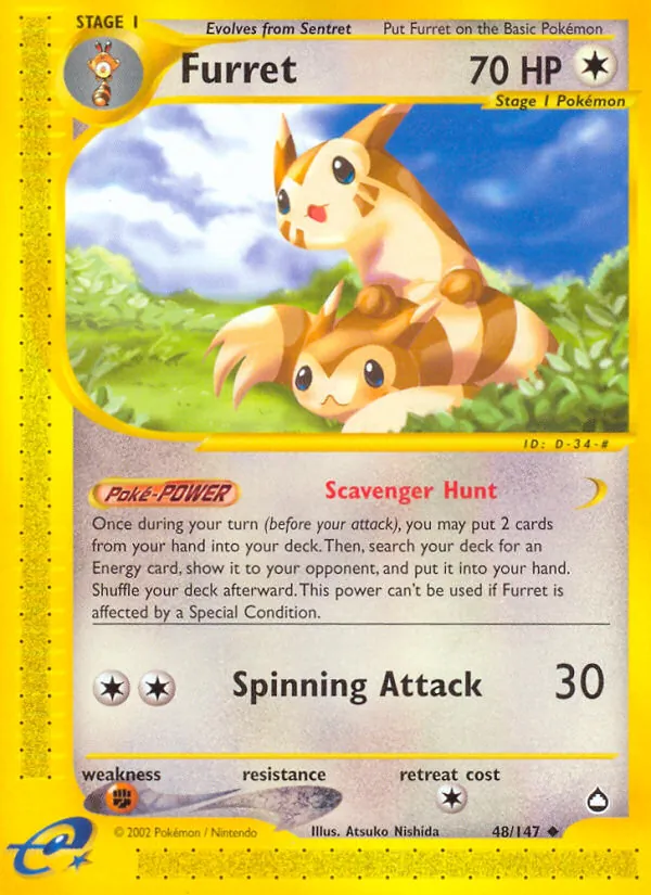 Carta Furret, número 48/147 da coleção Aquapolis
