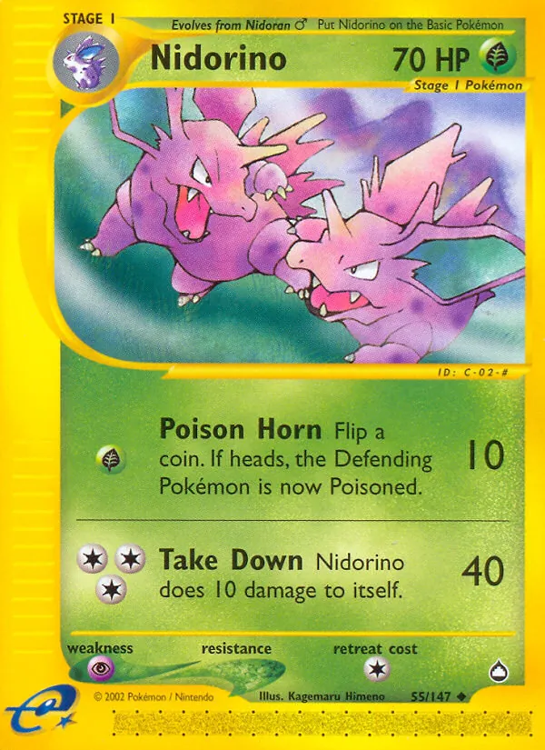 Carta Nidorino, número 55/147 da coleção Aquapolis