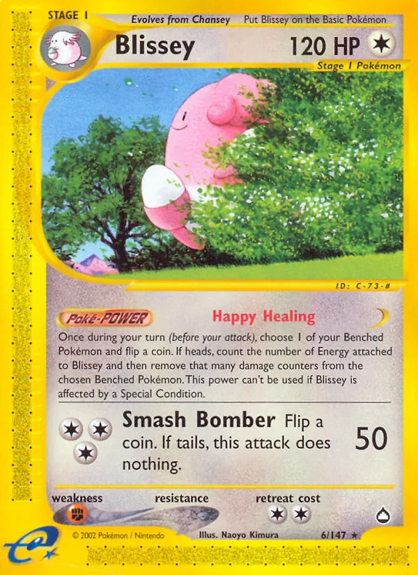 Carta Blissey, número 6/147 da coleção Aquapolis