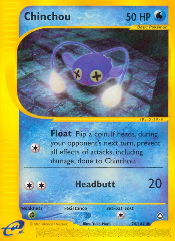 Carta Chinchou, número 70/147 da coleção Aquapolis