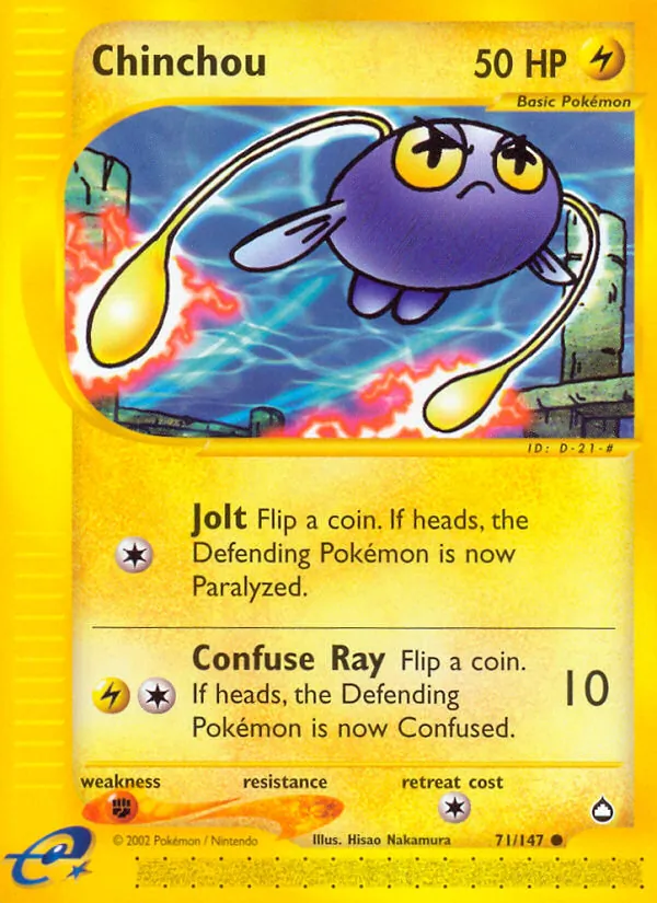 Carta Chinchou, número 71/147 da coleção Aquapolis