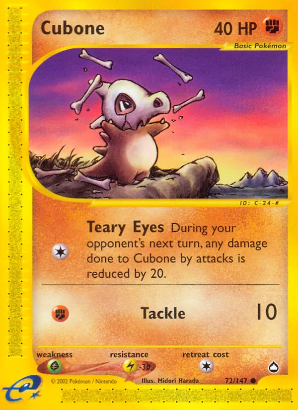 Carta Cubone, número 72/147 da coleção Aquapolis