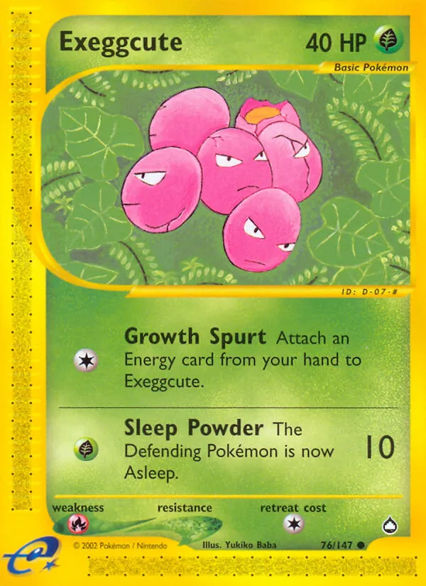 Carta Exeggcute, número 76/147 da coleção Aquapolis