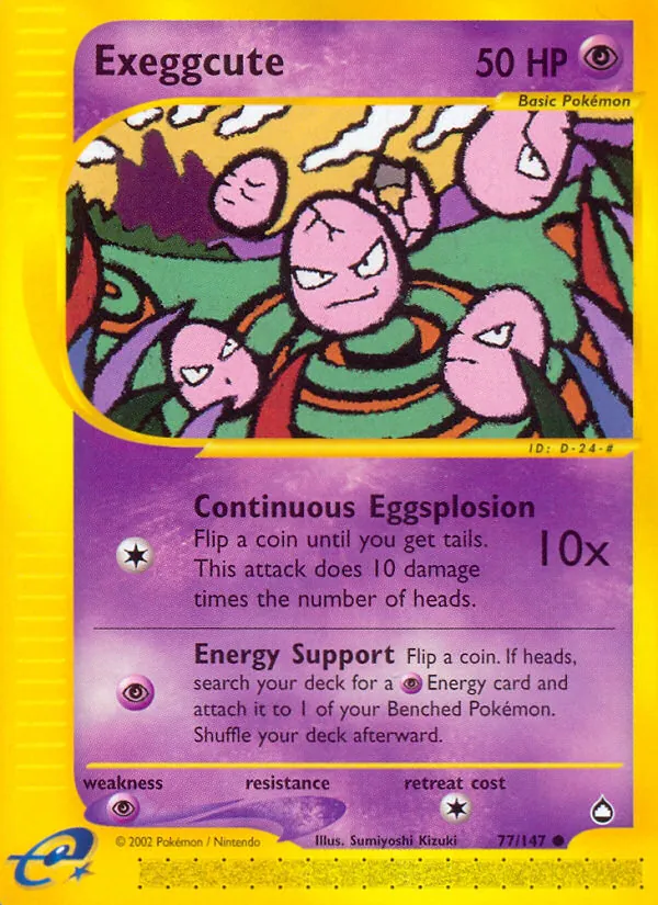 Carta Exeggcute, número 77/147 da coleção Aquapolis