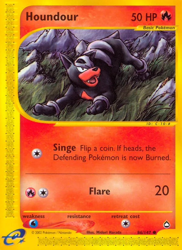 Carta Houndour, número 86/147 da coleção Aquapolis