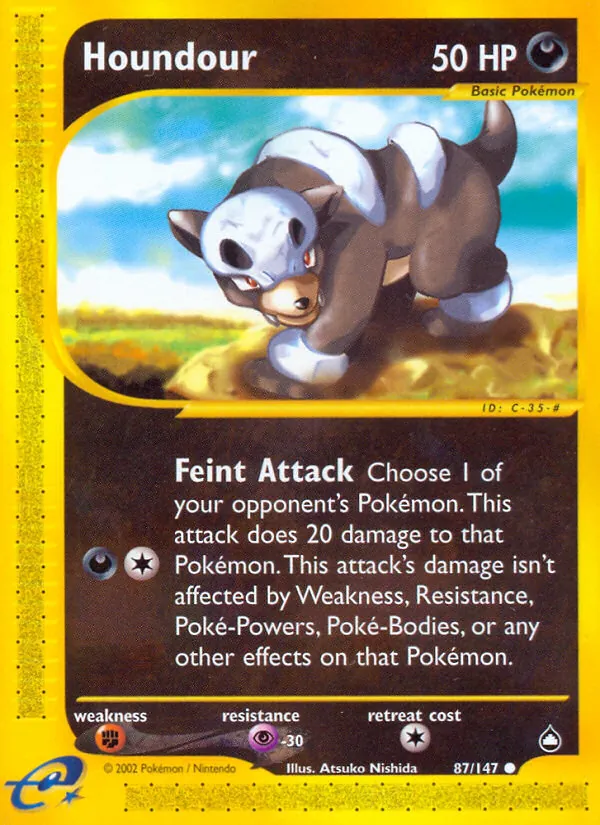 Carta Houndour, número 87/147 da coleção Aquapolis