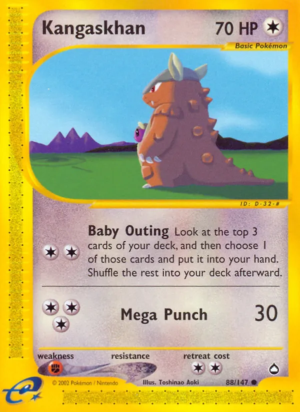 Carta Kangaskhan, número 88/147 da coleção Aquapolis