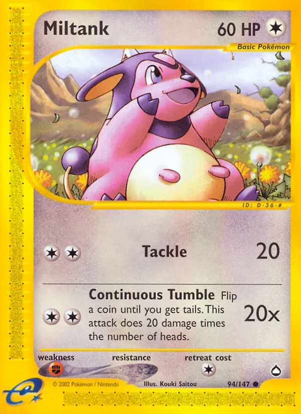 Carta Miltank, número 94/147 da coleção Aquapolis