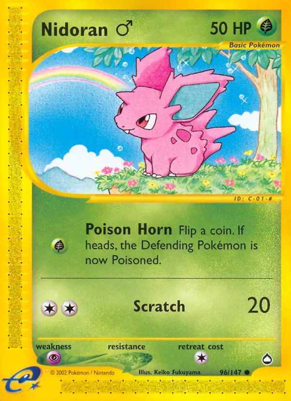 Carta Nidoran ♂, número 96/147 da coleção Aquapolis