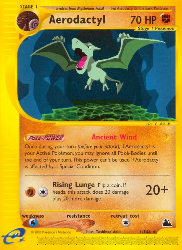 Carta Aerodactyl, número 1/144 da coleção Skyridge