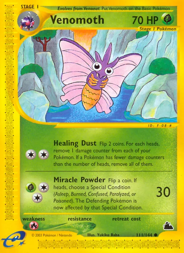 Carta Venomoth, número 111/144 da coleção Skyridge