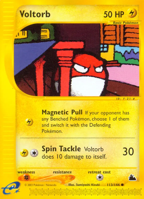 Carta Voltorb, número 113/144 da coleção Skyridge