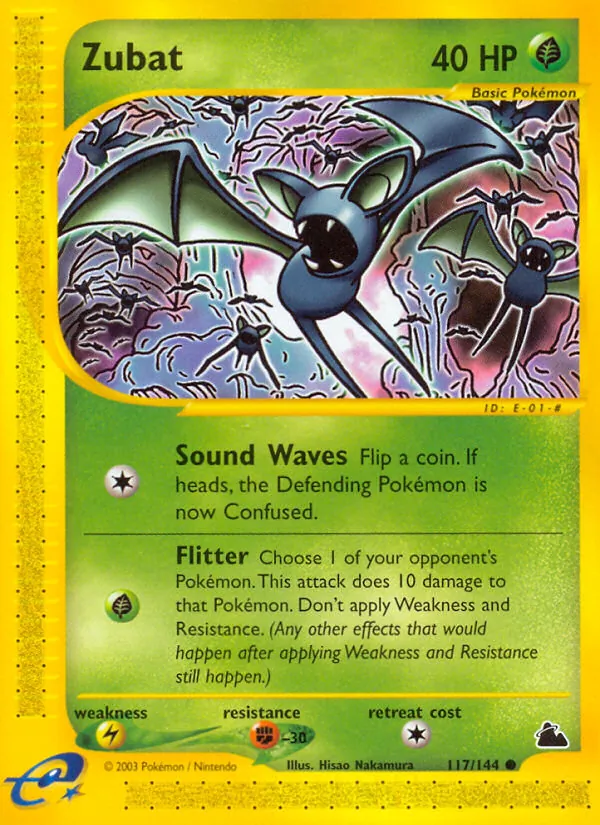 Carta Zubat, número 117/144 da coleção Skyridge