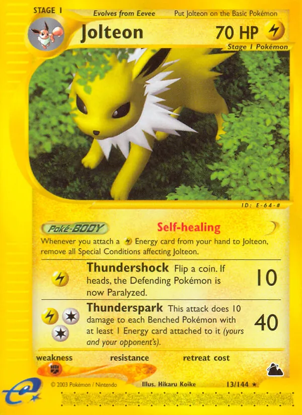 Carta Jolteon, número 13/144 da coleção Skyridge