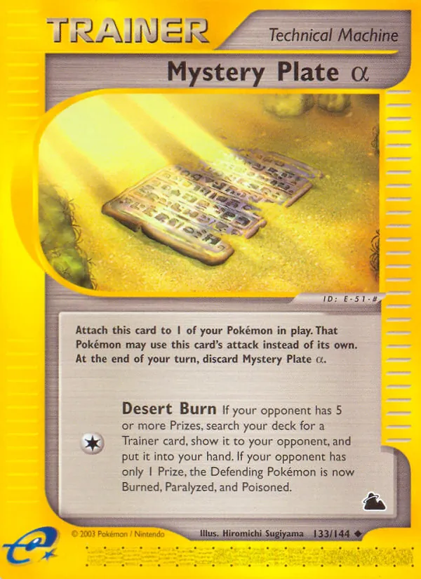 Carta Mystery Plate α, número 133/144 da coleção Skyridge