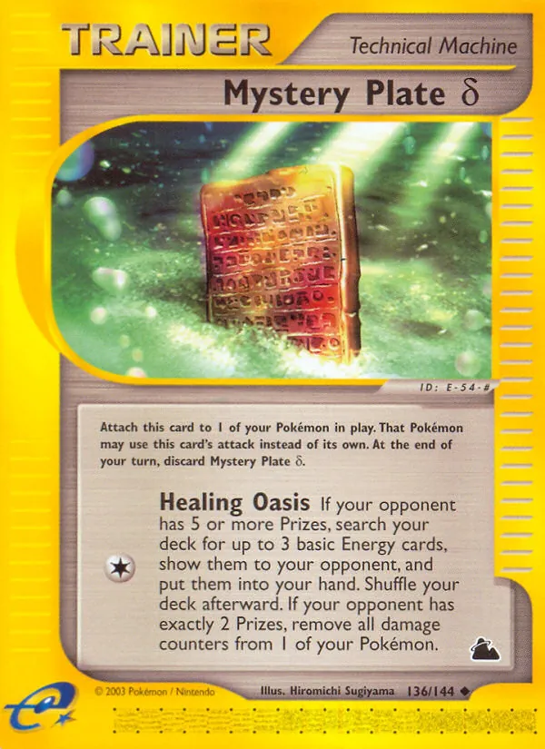 Carta Mystery Plate δ, número 136/144 da coleção Skyridge