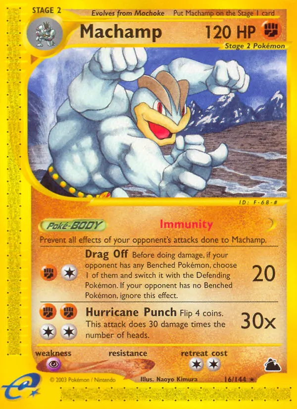 Carta Machamp, número 16/144 da coleção Skyridge