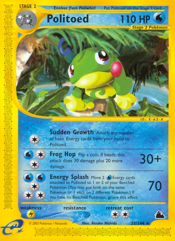 Carta Politoed, número 25/144 da coleção Skyridge