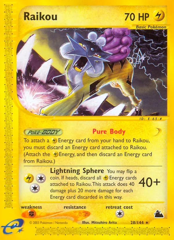 Carta Raikou, número 28/144 da coleção Skyridge