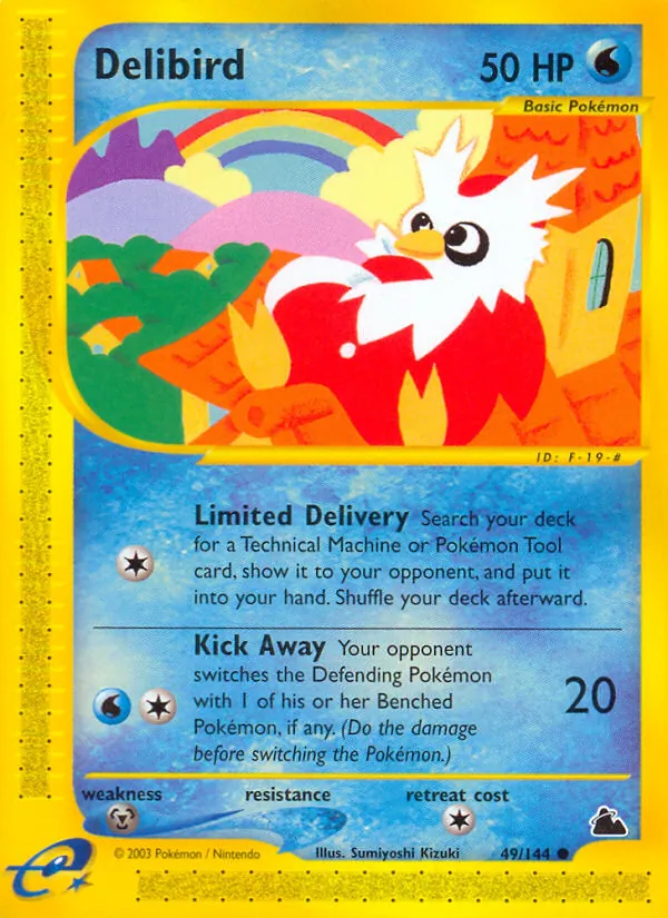 Carta Delibird, número 49/144 da coleção Skyridge