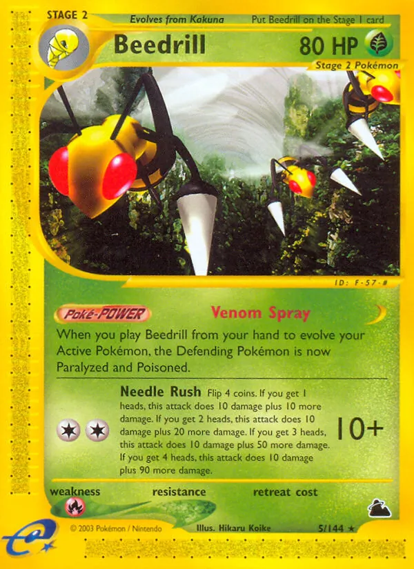 Carta Beedrill, número 5/144 da coleção Skyridge
