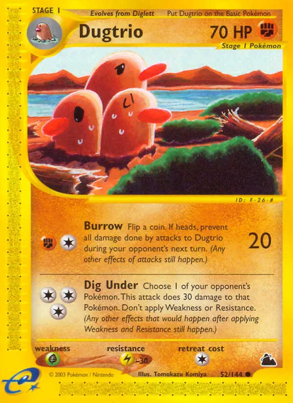 Carta Dugtrio, número 52/144 da coleção Skyridge