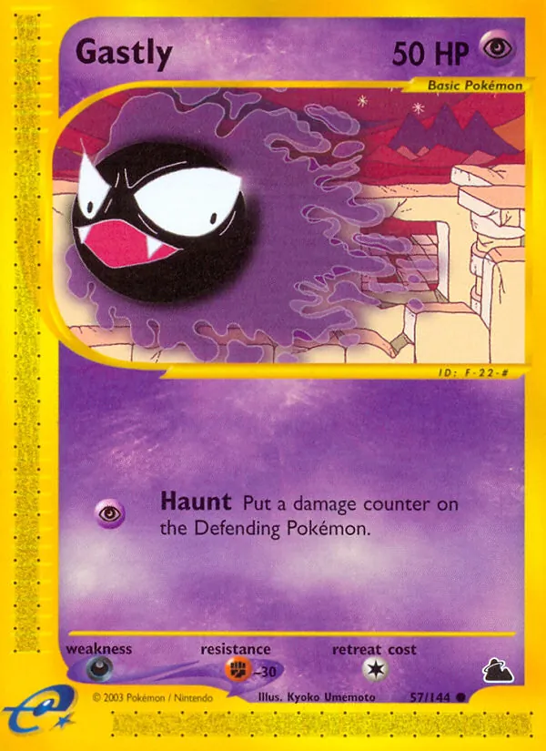 Carta Gastly, número 57/144 da coleção Skyridge