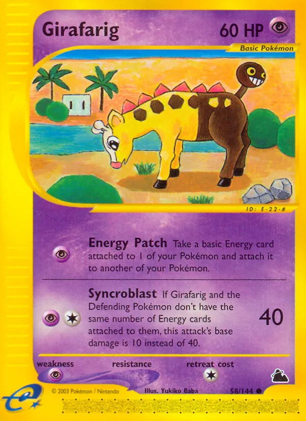 Carta Girafarig, número 58/144 da coleção Skyridge