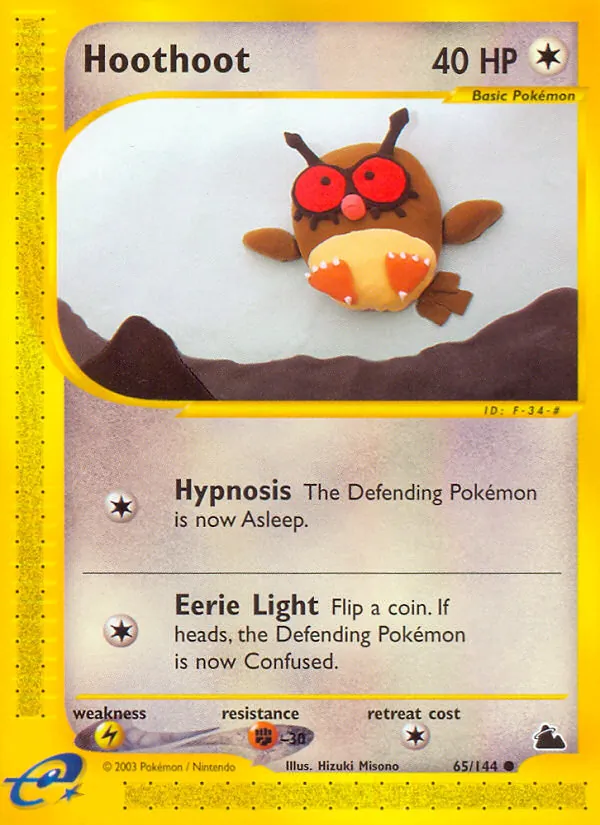 Carta Hoothoot, número 65/144 da coleção Skyridge