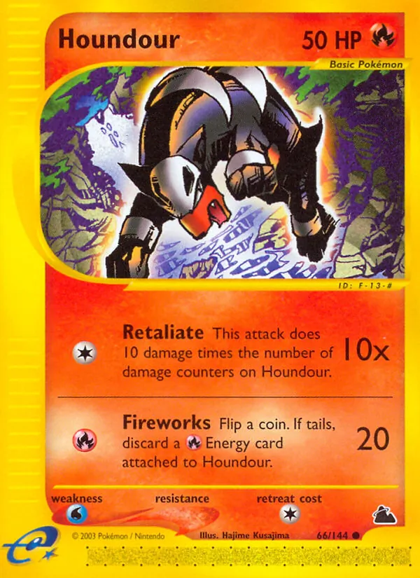 Carta Houndour, número 66/144 da coleção Skyridge