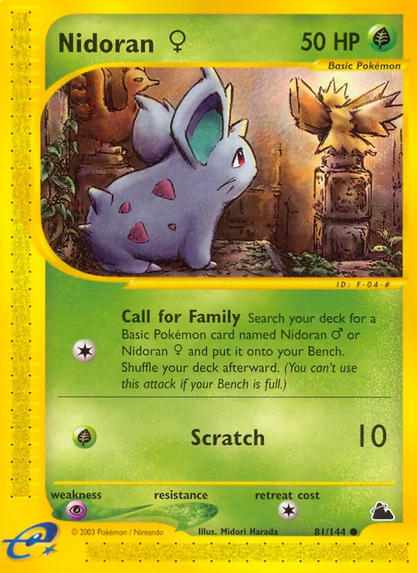 Carta Nidoran ♀, número 81/144 da coleção Skyridge