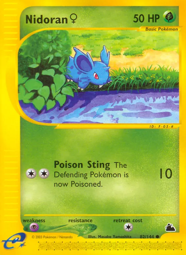 Carta Nidoran ♀, número 82/144 da coleção Skyridge