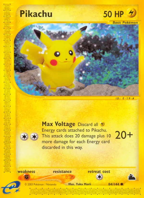 Carta Pikachu, número 84/144 da coleção Skyridge