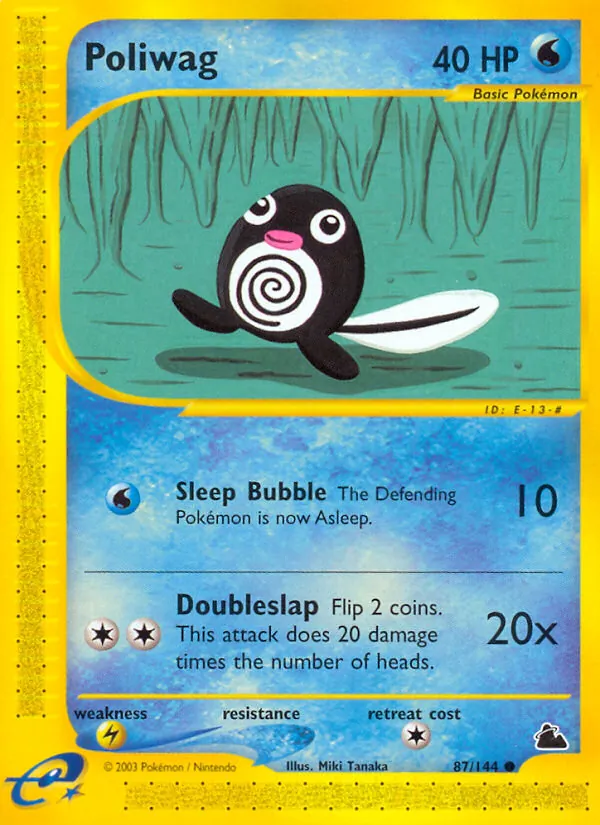 Carta Poliwag, número 87/144 da coleção Skyridge