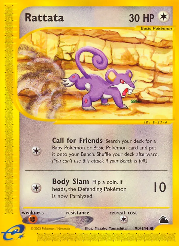 Carta Rattata, número 90/144 da coleção Skyridge