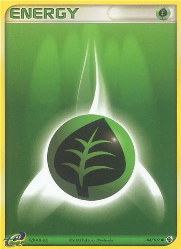 Carta Grass Energy, número 104/109 da coleção EX Rubi e Safira